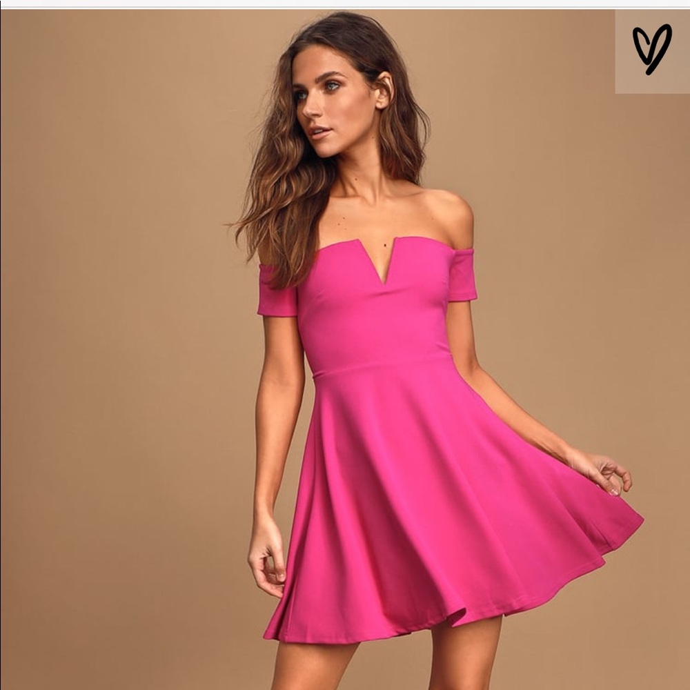 Lulus Play the Party Off-the-Shoulder Skater Dress